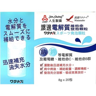 【藥師優選】【人生製藥】渡邊電解質維他命 發泡顆粒 20包/盒