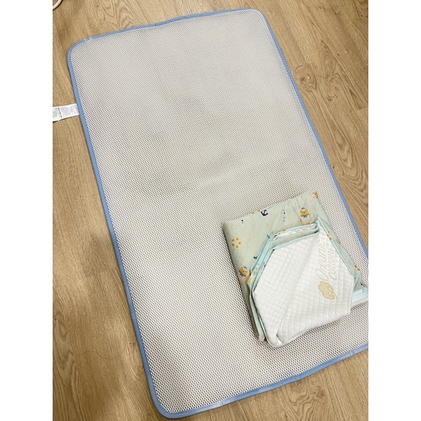 GIO智慧二合一有機棉超透氣嬰兒床墊 M號水手熊藍