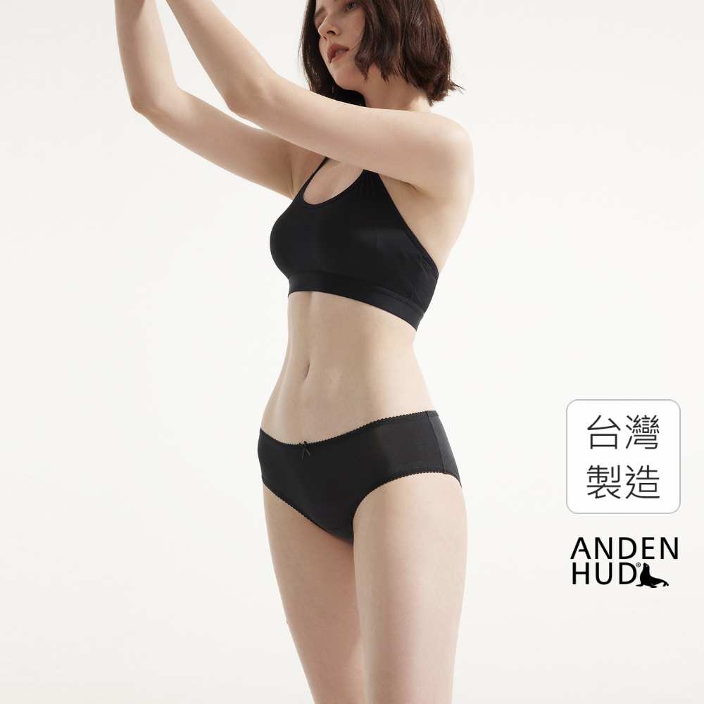 【Anden Hud】涼感系列．花邊中腰三角內褲(黑色) 台灣製