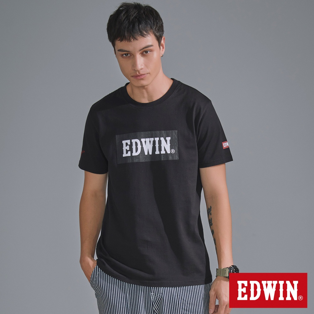 EDWIN 經典大黑標LOGO短袖T恤(黑灰色)-男款