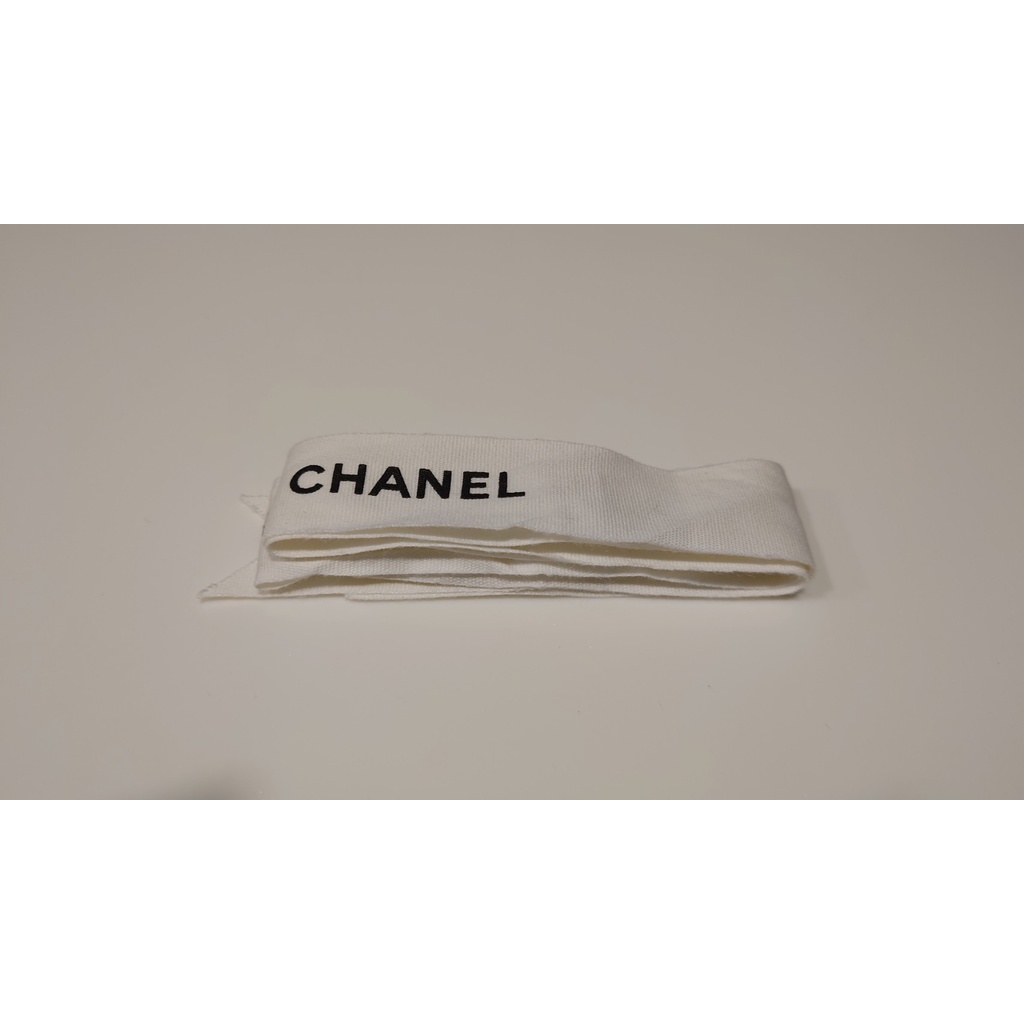 【保存良好品牌緞帶】香奈兒 Chanel 白色 黑字 緞帶