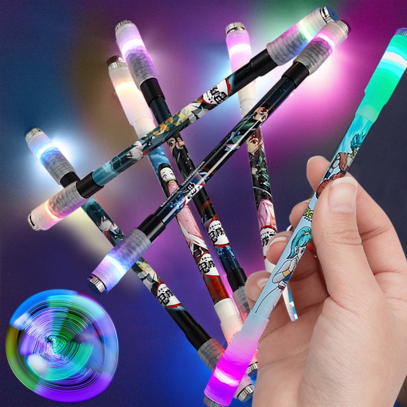 旋轉筆多彩 LED 燈釋放壓力手指旋轉筆成人丙烯酸發光筆兒童抗應激玩具
