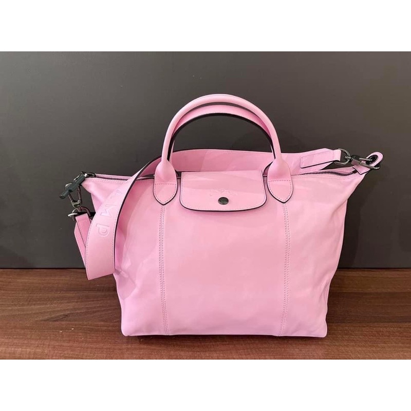 [Urban Trend］LONGCHAMP LE PLIAGE CUIR系列小羊皮寬背帶短把水餃包分紅M(L1515)