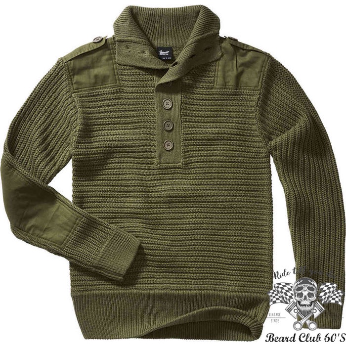 ♛大鬍子俱樂部♛ Brandit ® Alpin Pullover 德國 工裝風格 冬季 保暖 粗針織 毛衣 橄欖綠色