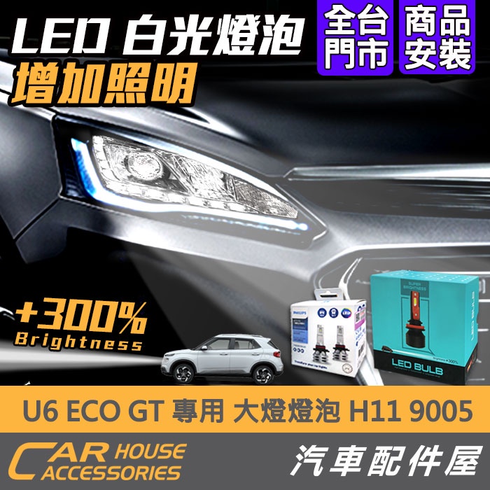 【汽車配件屋】 U6 ECO GT 專用 大燈燈泡 實體店面 商品安裝 H11  9005  LED 白光 LUXGEN