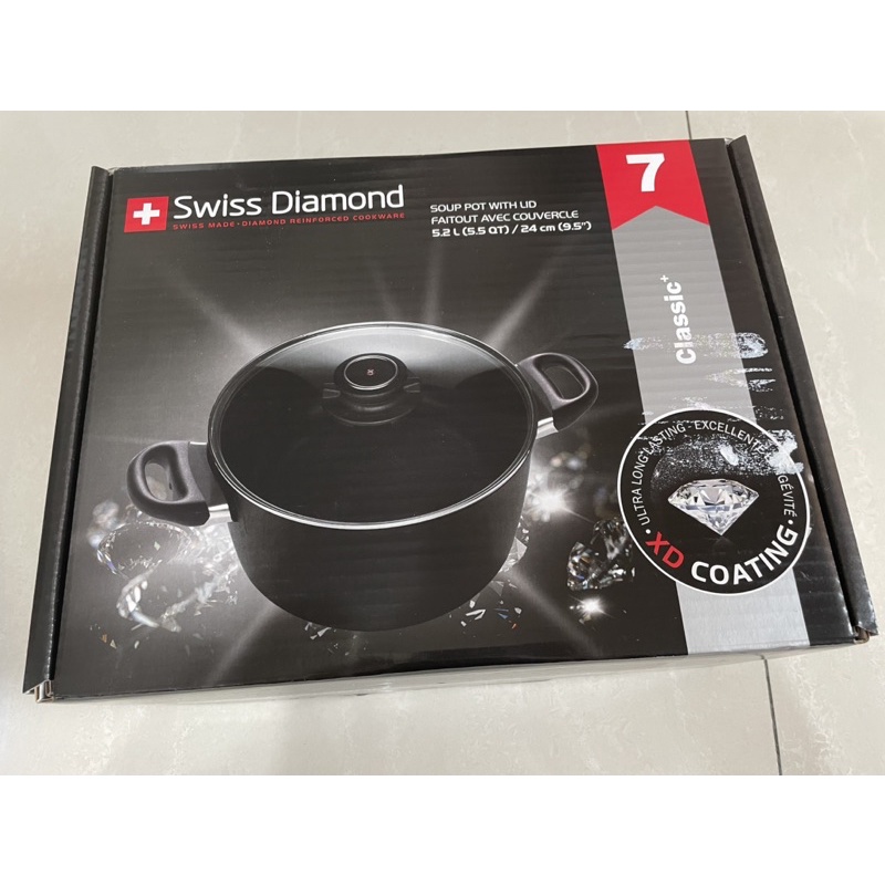 瑞士 Swiss Diamond 瑞仕鑽石鍋 多用途煎/深湯鍋24cm(含蓋)