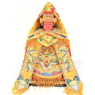 媽祖穿 全套黃色 金蔥粒麟 四件套裝組合 披肩+肚兜+龍袍+奉帽 神明衣 天上聖母 九天 王母 金母 另有其他色
