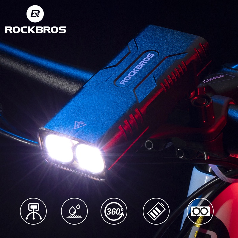 Rockbros 2T6 LED 自行車燈 10W 10000 mAh 自行車前燈手電筒騎行裝備 MTB 頭燈超亮手電筒