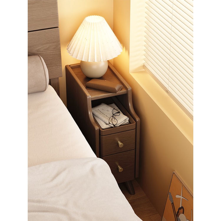 實木床頭櫃 簡約現代迷你小型床邊收納櫃 超窄20公分牆邊夾縫置物架