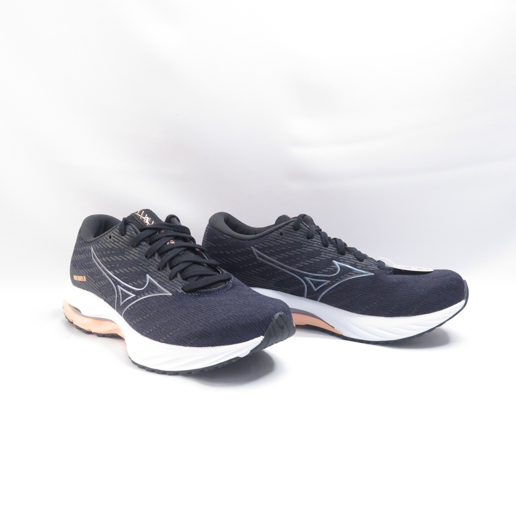 Mizuno WAVE RIDER 26 女 慢跑鞋 緩衝型 4E楦 J1GD220622 黑x粉橘【iSport】