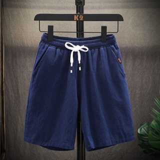 男棉麻短褲 夏季沙灘運動褲 男純色薄寬鬆休閒褲