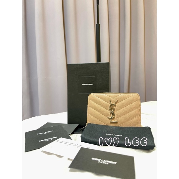 SAINT LAURENT YSL 聖羅蘭 403723 粉色 粉膚魚子醬短夾 皮夾