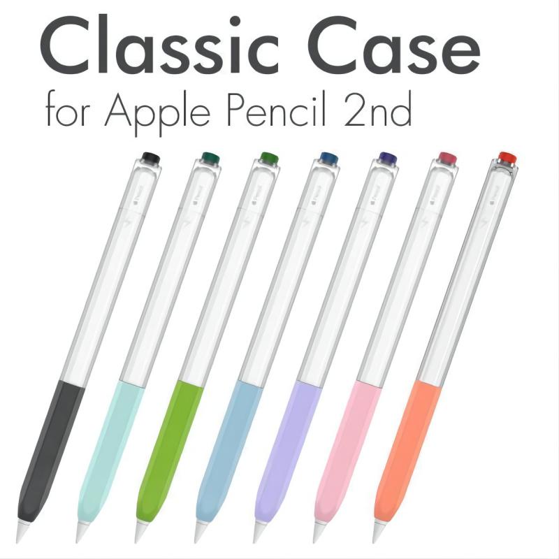 蘋果apple Pencil二代筆套半透明觸控筆保護套軟矽膠六邊形鉛筆設計防滾動2nd Gen分體磁吸充電2.0