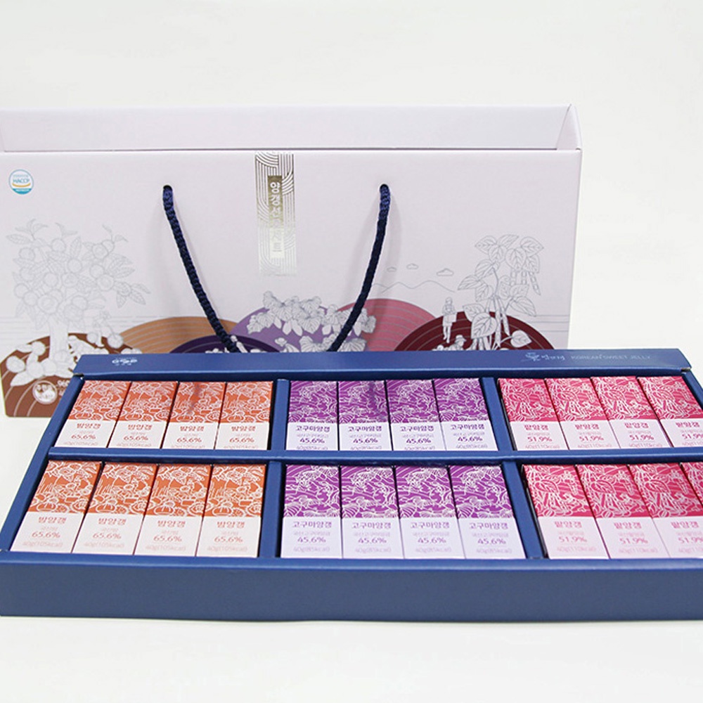韓國傳統甜果凍栗子紅豆紅薯禮盒40g x 24ea(禮盒裝,包括購物袋)