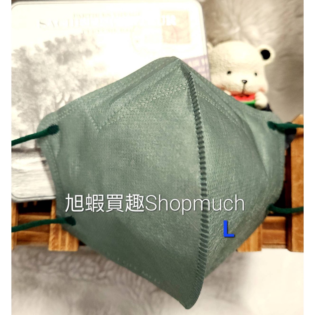 🤘台灣製 福綿《L號》竹青色 成人3D立體防護口罩(5入/袋)