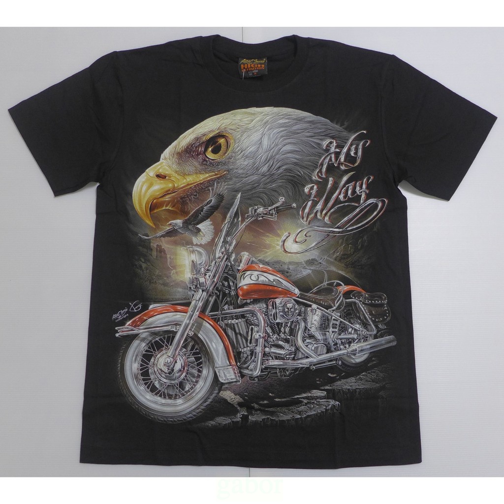 【Mr.17】高畫質夜光 動物 老鷹 哈雷機車 重型摩托車 重機 短袖無接縫滾筒T恤 T-SHIRT(RF094)