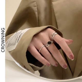 CROWNING韓國氣質冷淡風格戒指女時尚個性新潮指環ins風三件式食指戒 女戒指 指環 F333