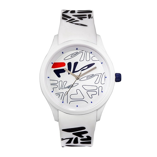 【FILA 斐樂】塗鴉風LOGO造型腕錶-白 38-129-204