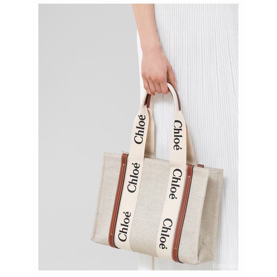 Chloe 帆布手提包斜背包環保袋女士手提包素色簡約購物托特包