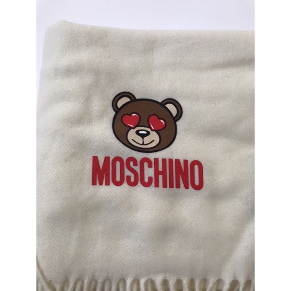 MOSCHINO米白100%羊毛圍巾(Lana merino extrafine)