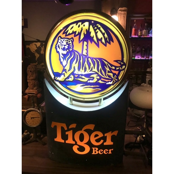 老虎啤酒 Tiger Beer 老燈箱 招牌燈 大型燈箱  酒 泰國啤酒 燈飾 絕版 稀有 霓虹燈 雙面