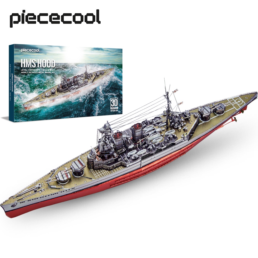 Piececool 3D 金屬拼圖 - HMS HOOD 戰艦模型套件積木,成人兒童聖誕生日禮物