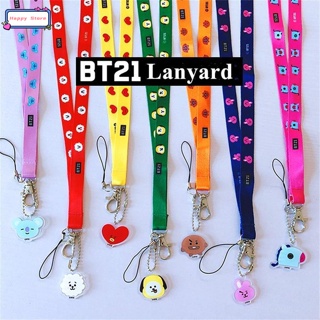 -KPOP BTS BT21 Phone Holder Neck Strap Card Bag Rope Lanyard