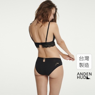 【Anden Hud】新的開始．後挖洞蝴蝶結中腰三角內褲(黑-金蔥流星) 純棉台灣製