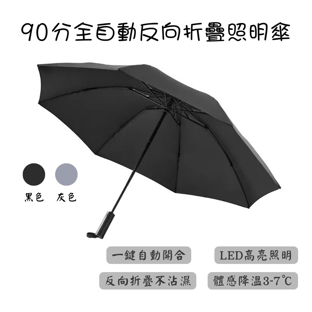 小米摺疊傘 90分全自動反向折疊照明傘 陽傘 雨傘 兩用 摺疊傘 全自動摺疊傘