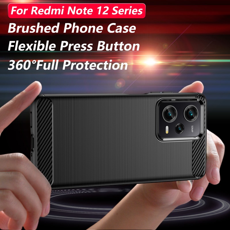 適用於 紅米 Redmi Note 12 Pro 5G 12Pro Note12碳纖維紋理拉絲手機殼 防震 防摔 保護殼