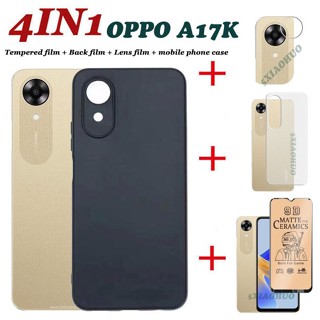 (4IN1) Oppo A17K手機殼防摔手機殼+陶瓷鋼化玻璃膜+鏡頭膜