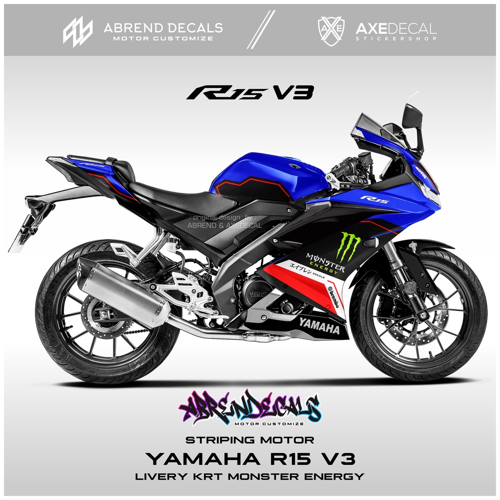 山葉 條紋 R15 V3 塗裝 KRT ME 賽車摩托車貼紙 Yamaha R15 V3 設計定制庫存貼花列表變化