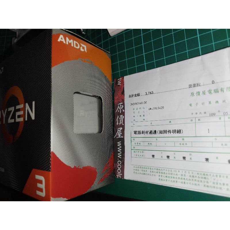 二手 AMD R3-3300x , AM4 CPU ,附發票 原廠保固至2023/04/31 原廠盒裝 威健代理商貨