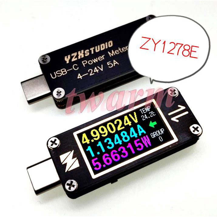 型號：ZY1278E，YZX彩表 迷你USB-C PD 測試儀 電壓電流紋波 雙Type-C 儀表