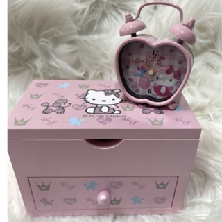 日本進口Hello Kitty珠寶首飾收納盒加迷你型鬧鐘