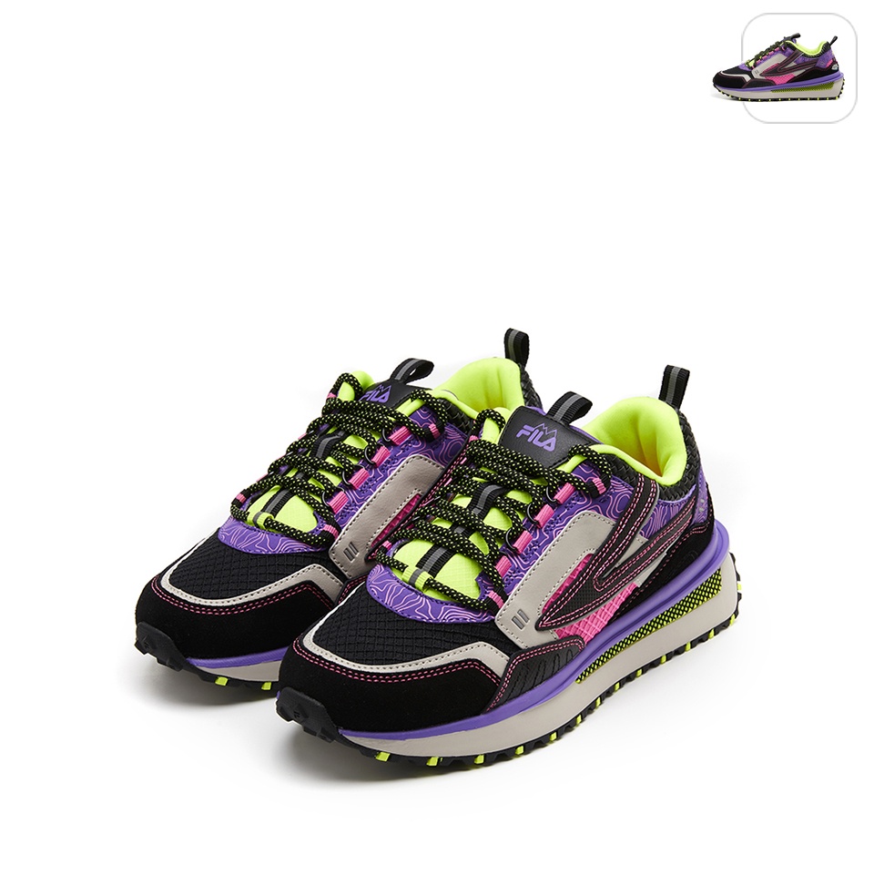 【FILA】女性 RENNO ODV 運動鞋-黑/紫 5-C617W-011