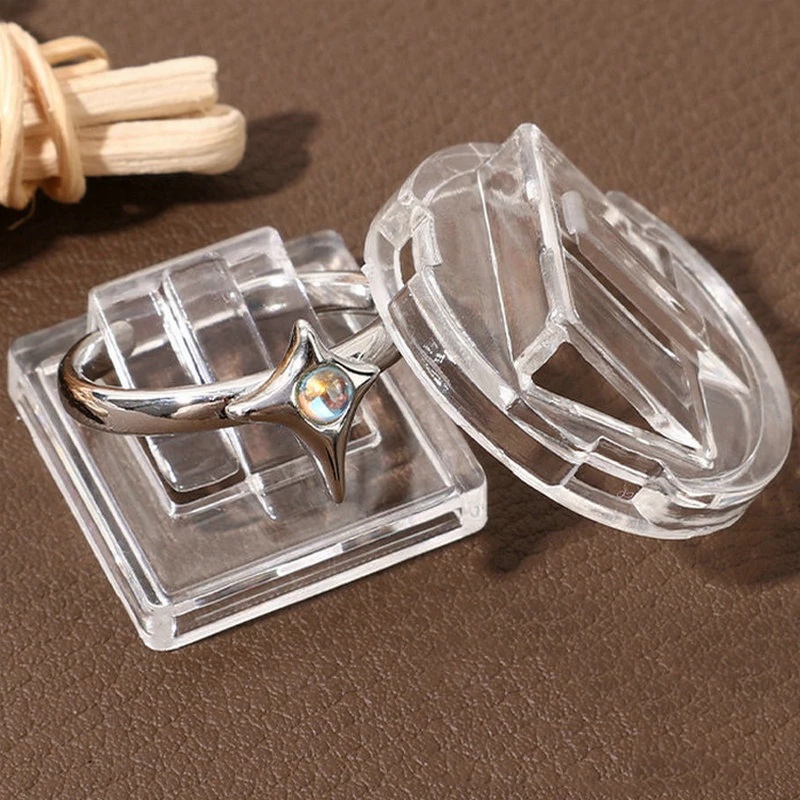 亞克力展示櫃透明方形戒指盒托盤指環收納架置物環托盤收納迷你珠寶展示架支架