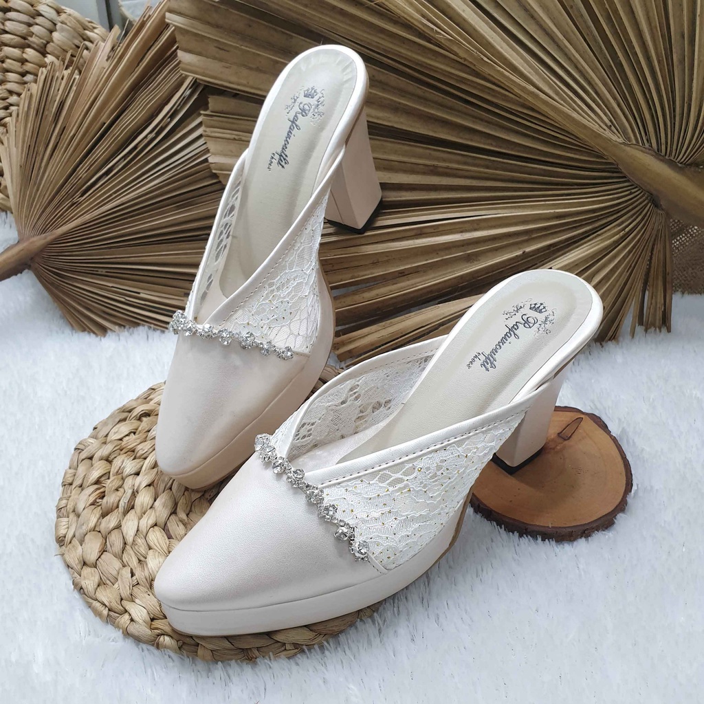 美麗的亞歷克斯娜碎白色婚禮派對鞋 9 厘米鞋跟高