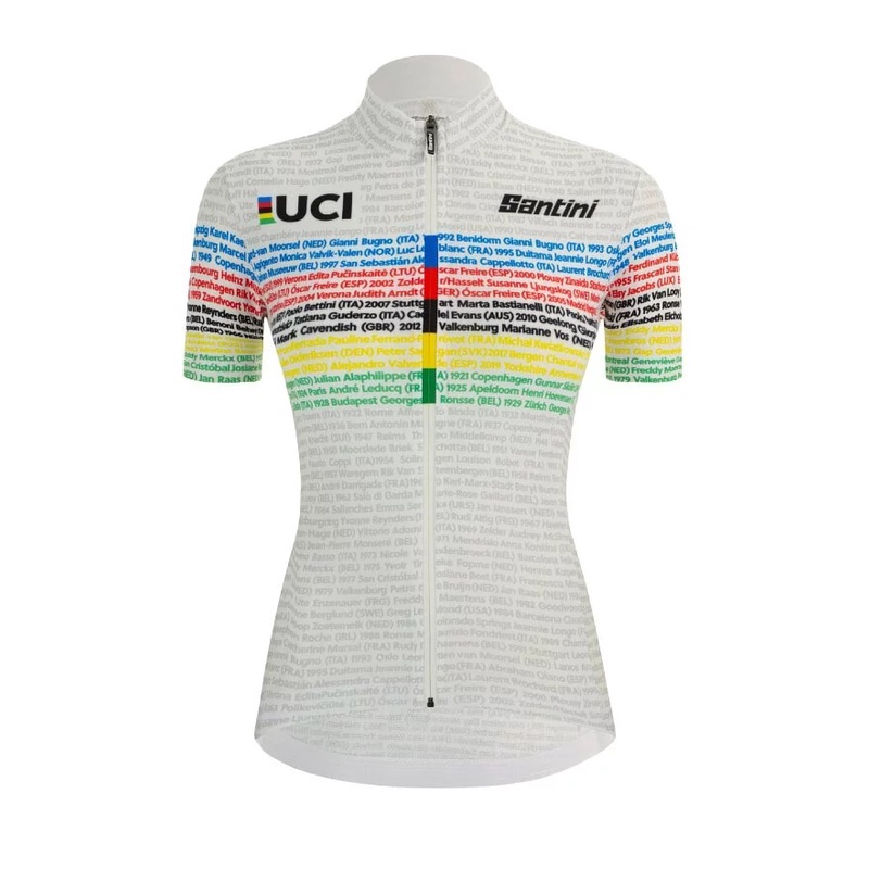 【三鉄共購】【SANTINI】UCI公路世錦賽百年紀念女性短袖車衣 透氣貼身版型