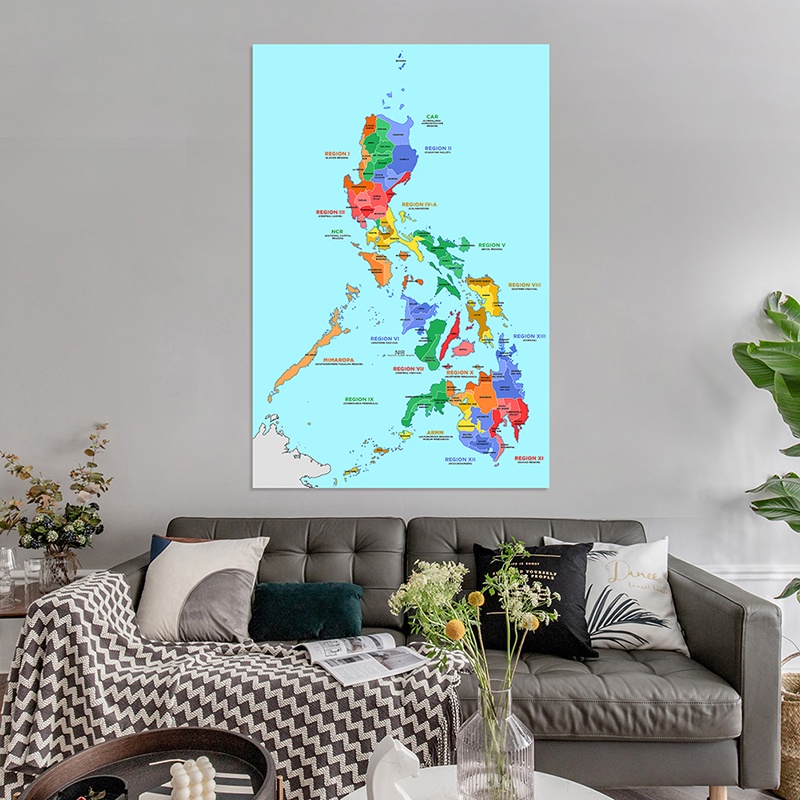 菲律賓行政地圖海報牆藝術打印畫布繪畫辦公用品客廳家居裝飾