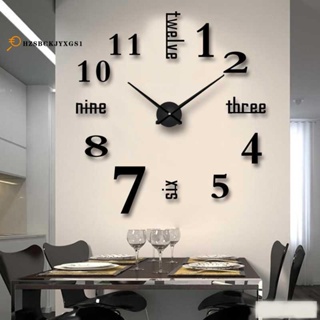 3d DIY 掛鐘現代設計大型亞克力時鍾家居貼紙房間裝飾時鐘掛在牆上的數字-黑色