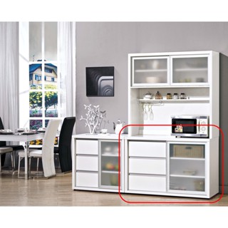 【宏興HOME BRISK】羽田4尺白色鋁框推門餐櫃下座《JZ新品23》