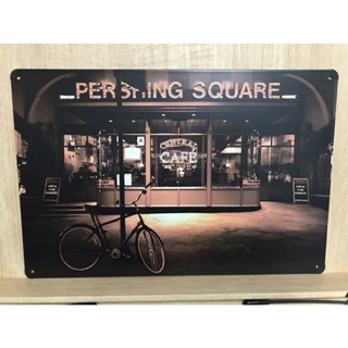 舊物 鐵牌 潘興廣場 美式 復古 歐式 夜晚 Pershing square 咖啡店 單車