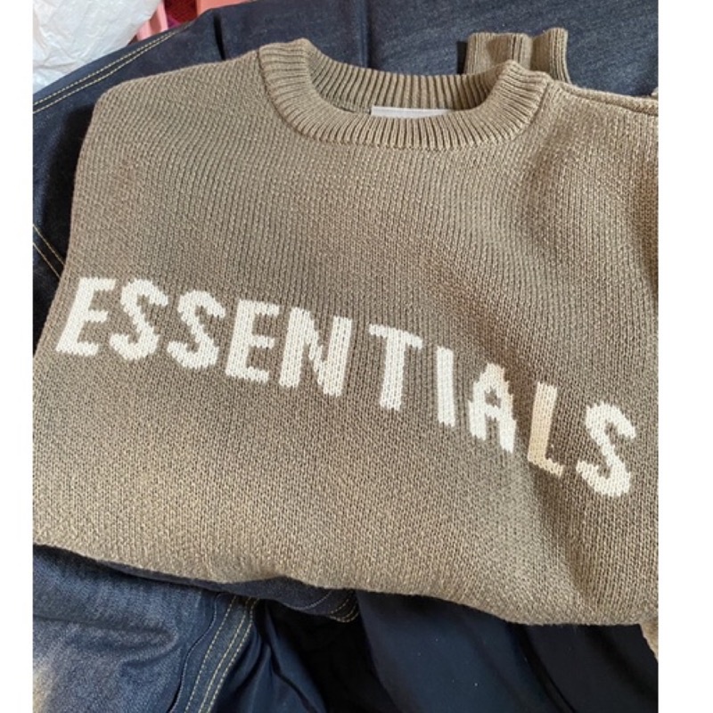 （保留中勿下單） 電商購入保證正品 Fear of god Essentials kids 針織上衣 毛衣 10Y 摩卡