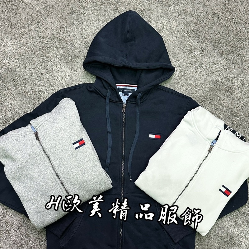 H精品服飾💎Tommy Hilfiger 情侶款 經典LOGO 手臂刺繡 白/深藍/灰 連帽外套✅內刷毛