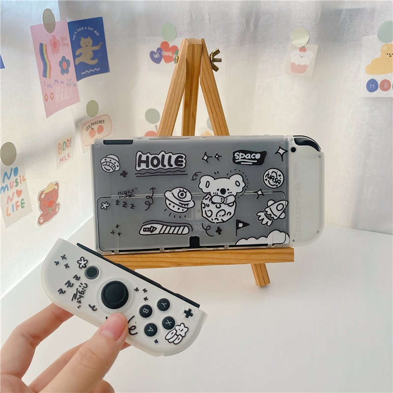 Nintendo Switch OLED 如此可愛的外殼卡通 UFO Doodle HOLLE Bear 軟殼 TPU