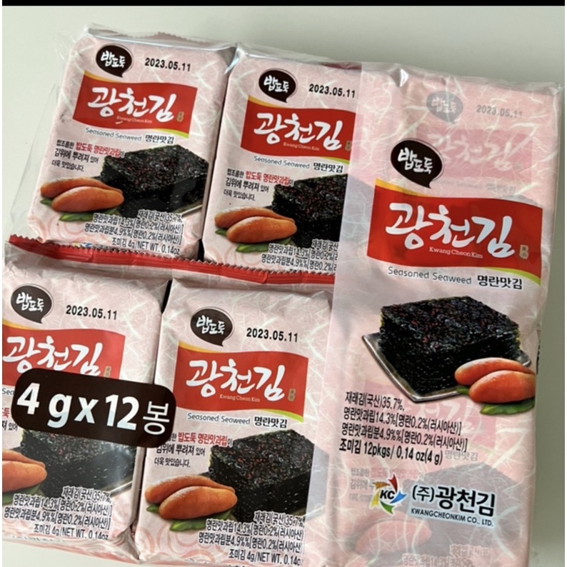 sasha_韓國🇰🇷直購 廣川海苔 明太子麻油海苔盒裝4g/盒*12包入