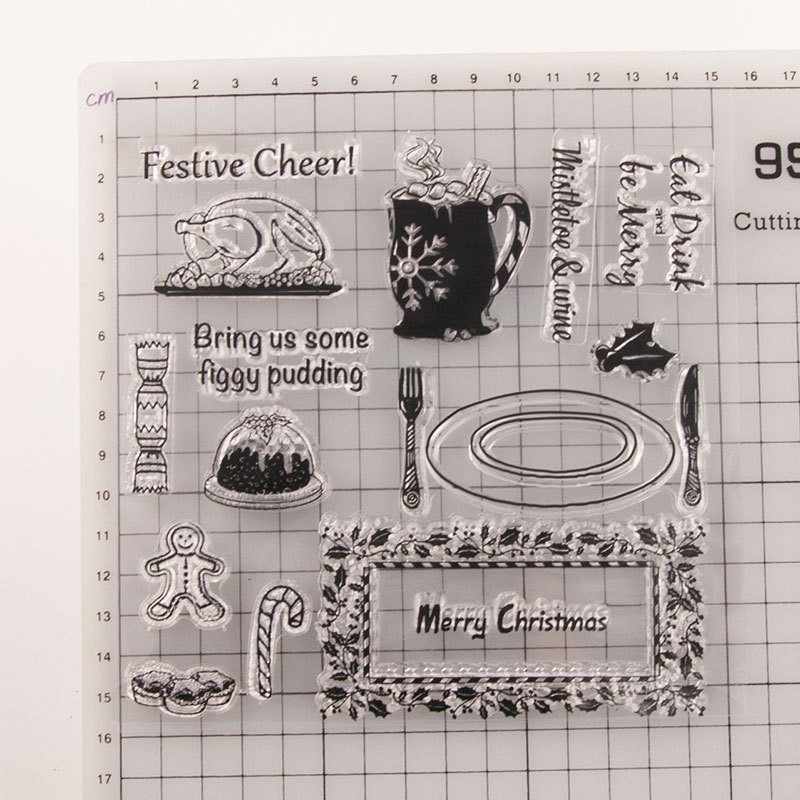 聖誕節系列 火雞大餐 飲料 餐盤 糖果 薑餅人 透明印章 水晶印章