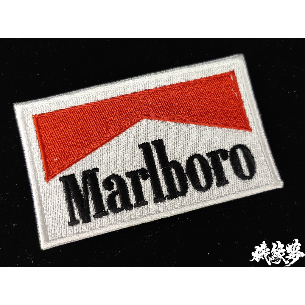 ★機緣夢★紅MARLBORO 布貼 ●刺繡 布標 衣貼 徽章 臂章 補丁 經理衫 皮衣