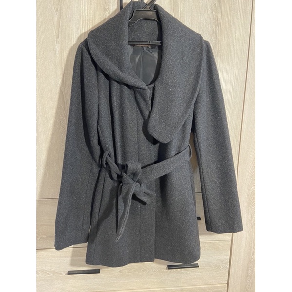 PPFM百貨專櫃  灰色設計領綁帶外套大衣，上衣